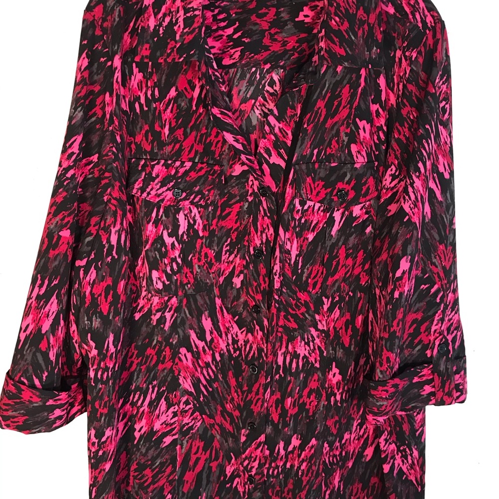Maggie Barnes Button Front Colorful Tunic 0X
